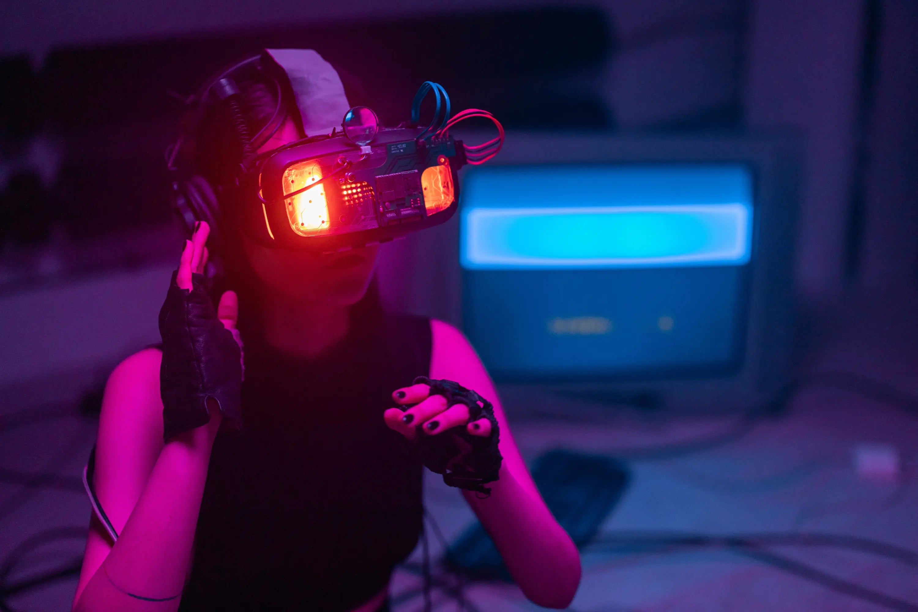 Cyberpunk woman with visor